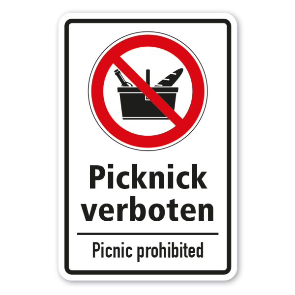 Verbotsschild Picknick verboten - Picnic prohibited