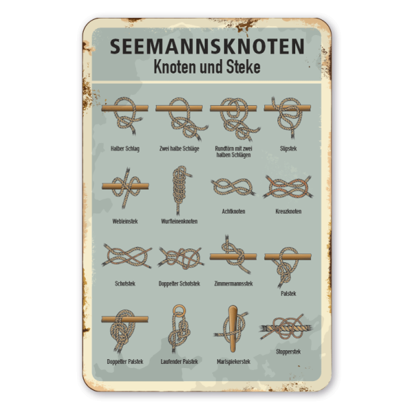 Retro Schild Seemannsknoten - Knoten und Stecke