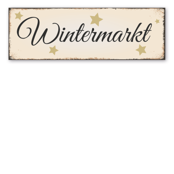 Schild für Weihnachtsmärkte Wintermarkt in Retro-Ausführung