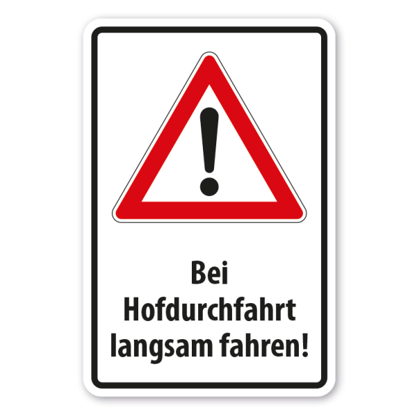 Verkehrsschild Bei Hufdurchfahrt langsam fahren