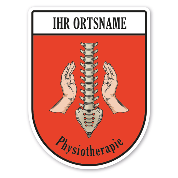 Maibaumschild / Zunftwappen Physiotherapie mit Zunftnamen, Ortsnamen oder Ihrem Wunschtext - Wappen BL