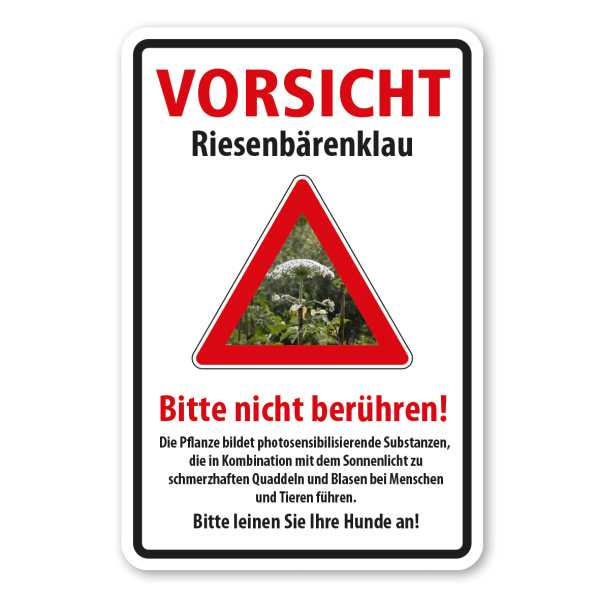 Hinweisschild Vorsicht Riesenbärenklau - Bitte nicht berühren