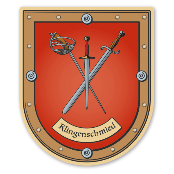 Maibaumschild / Zunftwappen Klingenschmied - Waffenschmied - Schmied - mit Zunftnamen oder Ihrem Wunschtext - Wappen B