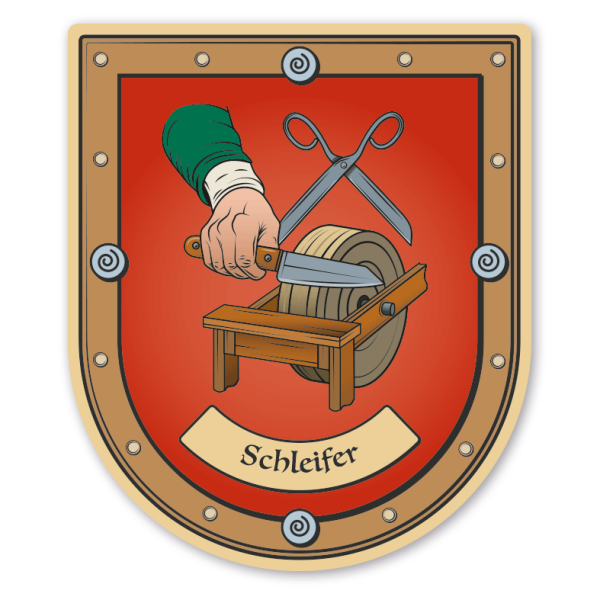 Maibaumschild / Zunftwappen Schleifer - Messerschleifer - Scherenschleifer - mit Zunftnamen oder Ihrem Wunschtext - Wappen B