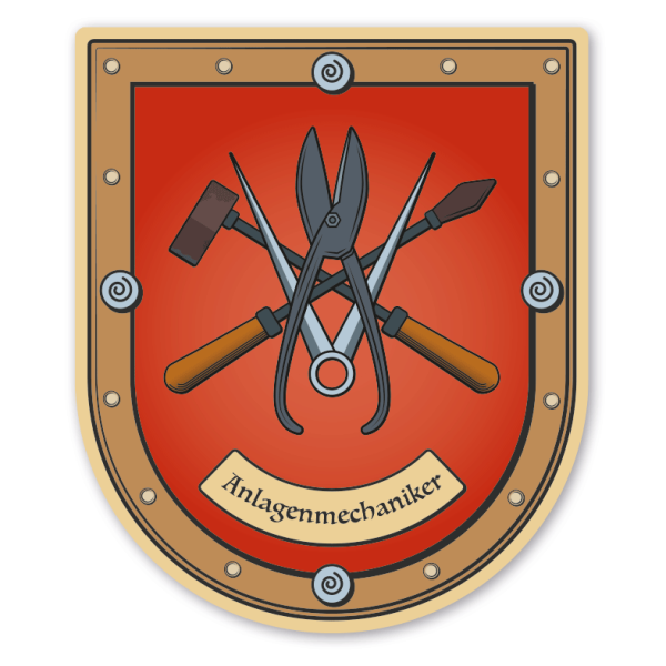 Maibaumschild / Zunftwappen Anlagenmechaniker - mit Zunftnamen oder Ihrem Wunschtext - Wappen B